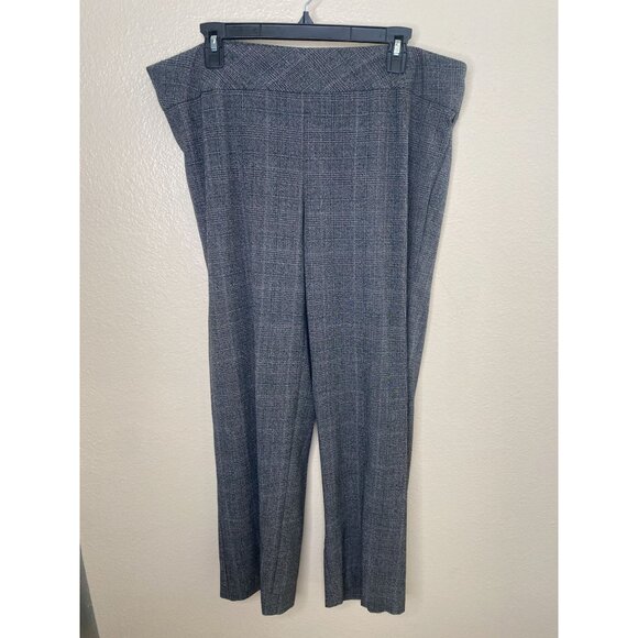 Dressbarn Womens Plaid Gray Dress Pants Size 16W Stretch Flat Front Classic Fit - Picture 2 of 6